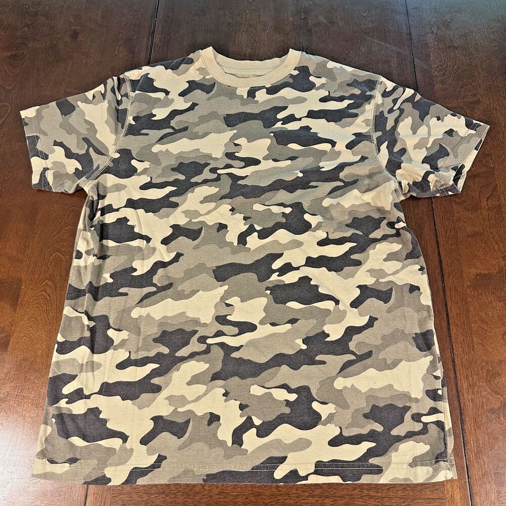 Urban Pipeline UP Men's Large Black/Green Camo Faded Skater Shirt